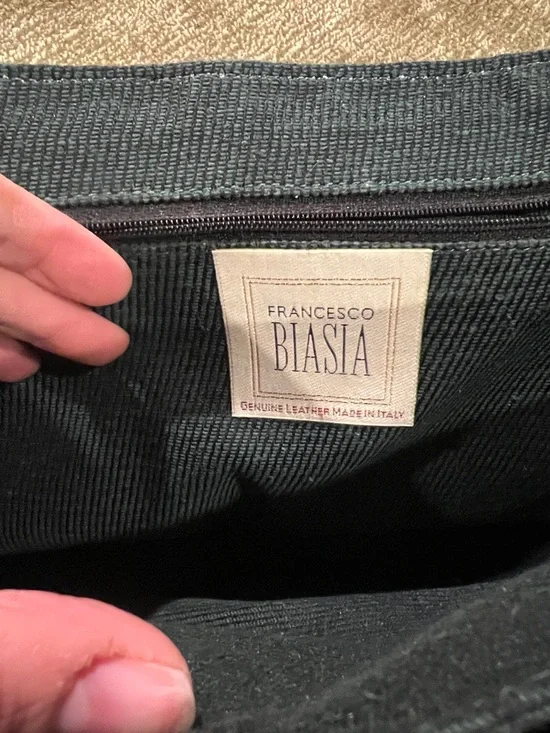 Black Leather Italian Messenger Bag with Silver Hardware - Picture 5 of 5